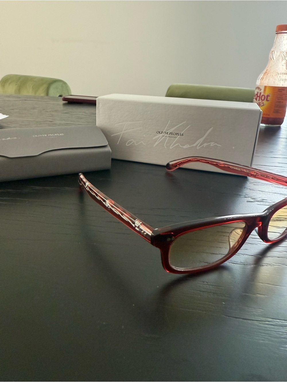 Oliver Peoples x fai Kadra Burgundy Red Rectangular Optical Glasses